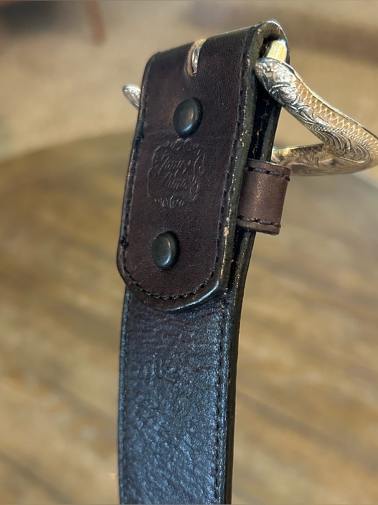 Vintage Tony Lama Western Southwestern Aztec & Silver Concho Black Leather Belt main image 5